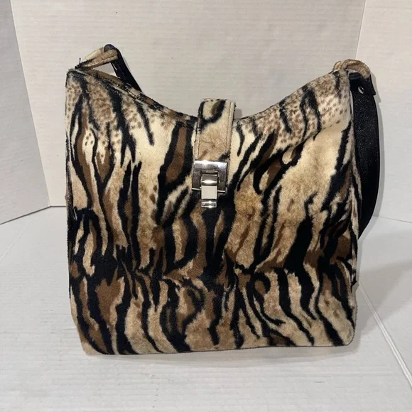 Ohh Ashley!! Vintage Boho Animal Print Hair Feel Shoulder Purse Rectangle Buckle - Picture 1 of 7
